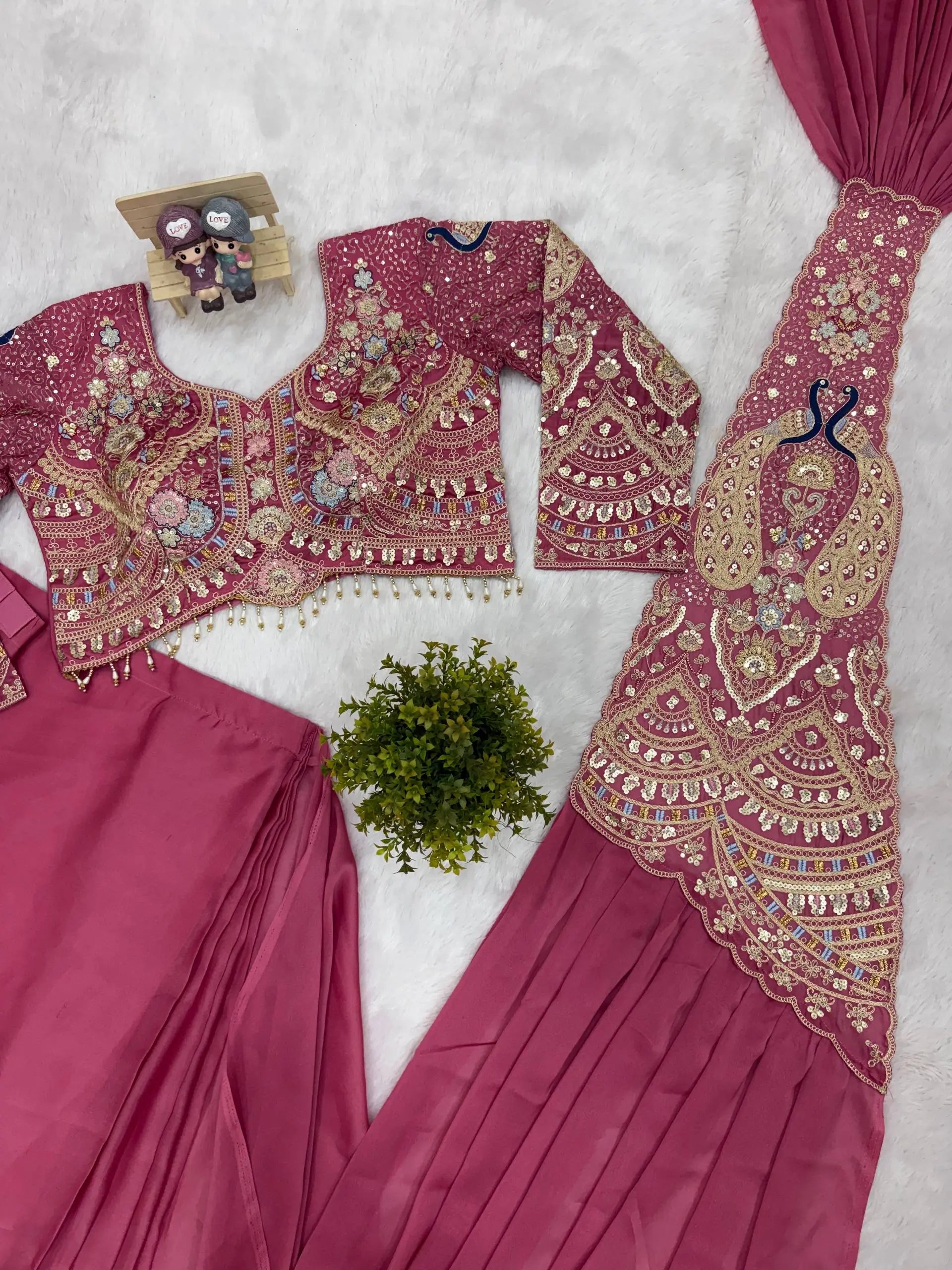 Designer Ready to Wear Embroidered Rangoli Silk Saree for Festive and Party Wear