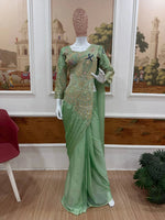 Designer Ready to Wear Embroidered Rangoli Silk Saree for Festive and Party Wear