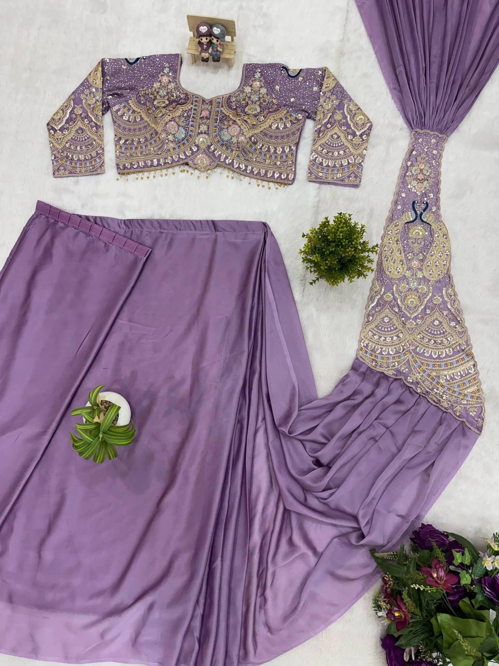 Designer Ready to Wear Embroidered Rangoli Silk Saree for Festive and Party Wear