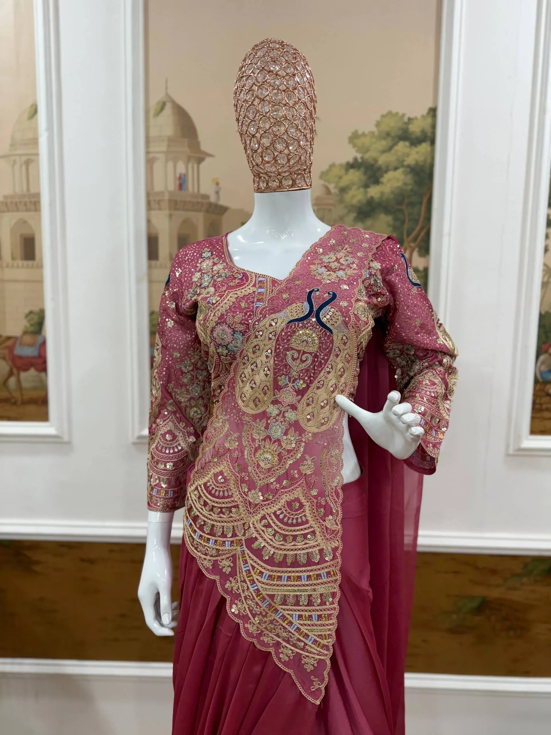 Designer Ready to Wear Embroidered Rangoli Silk Saree for Festive and Party Wear