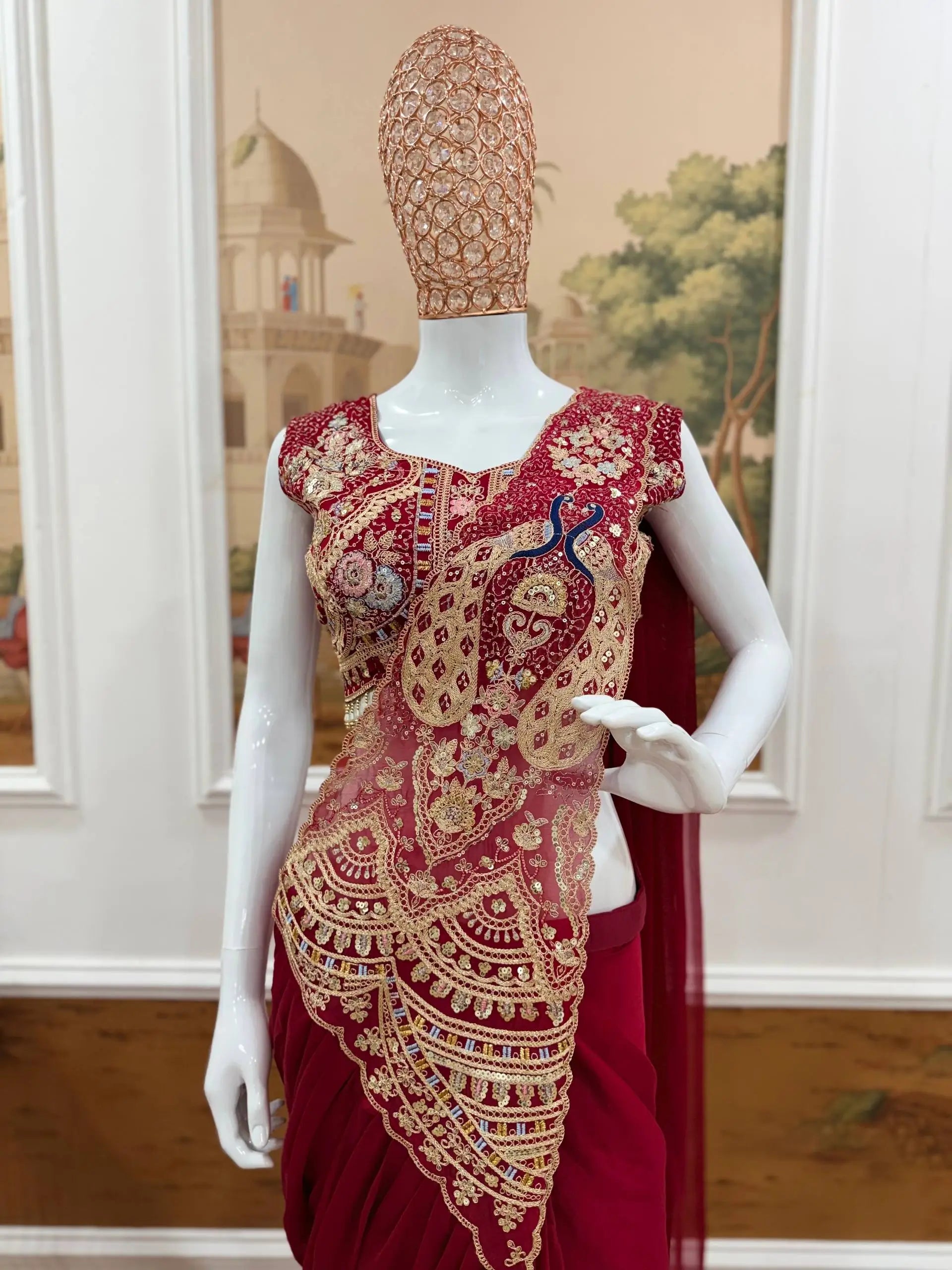 Designer Ready to Wear Embroidered Rangoli Silk Saree for Festive and Party Wear