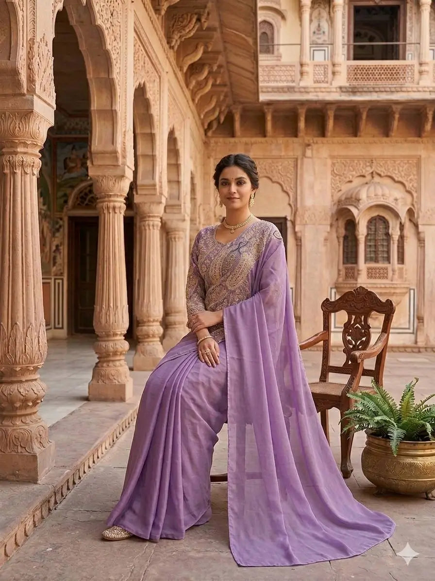 Designer Ready to Wear Embroidered Rangoli Silk Saree for Festive and Party Wear