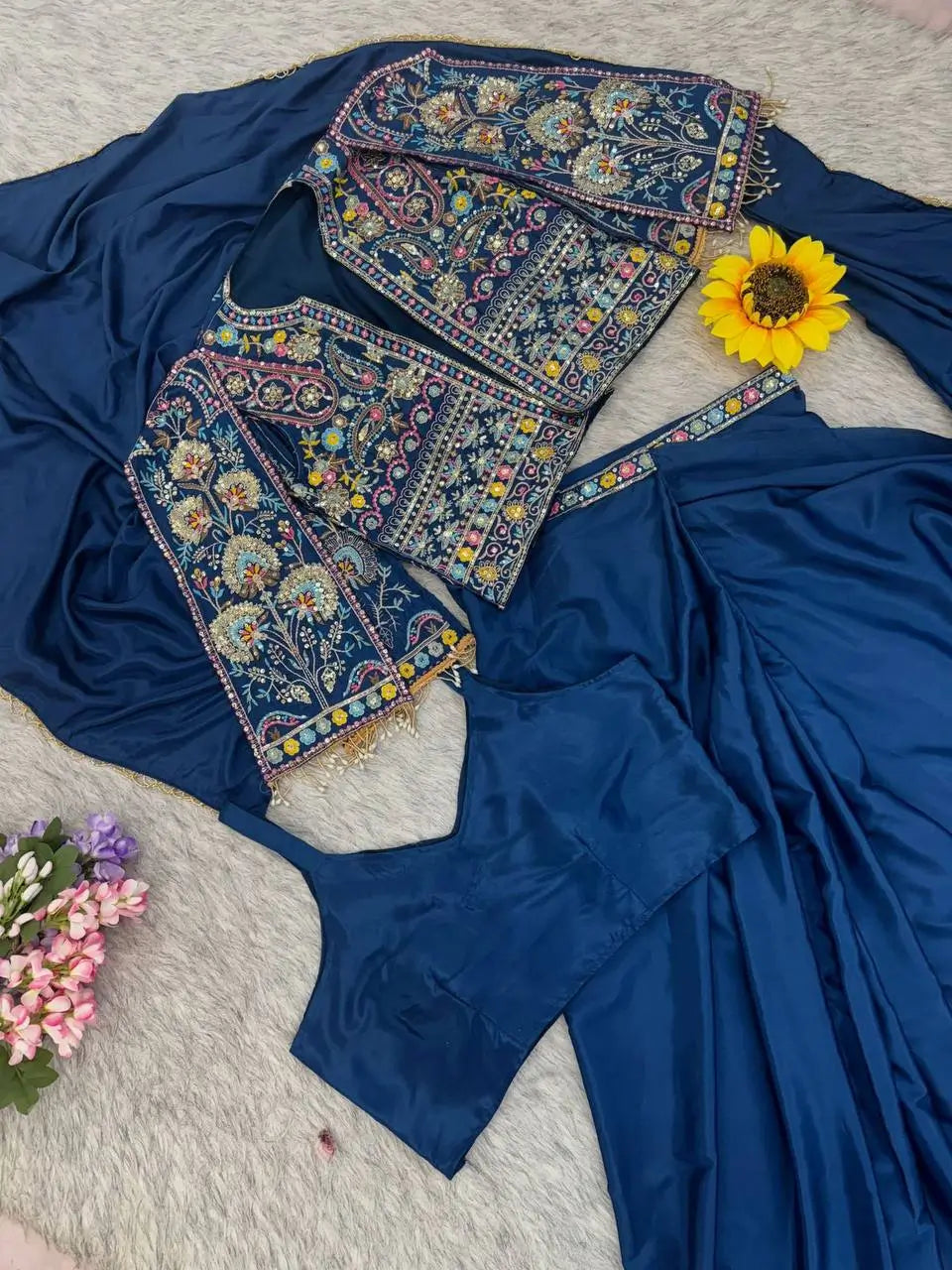 Designer Ready to Wear Saree with Embroidered Koti for Festive and Party Wear