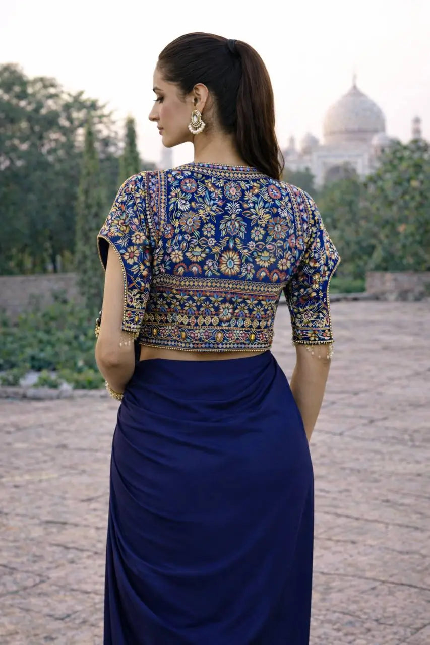 Designer Ready to Wear Saree with Embroidered Koti for Festive and Party Wear