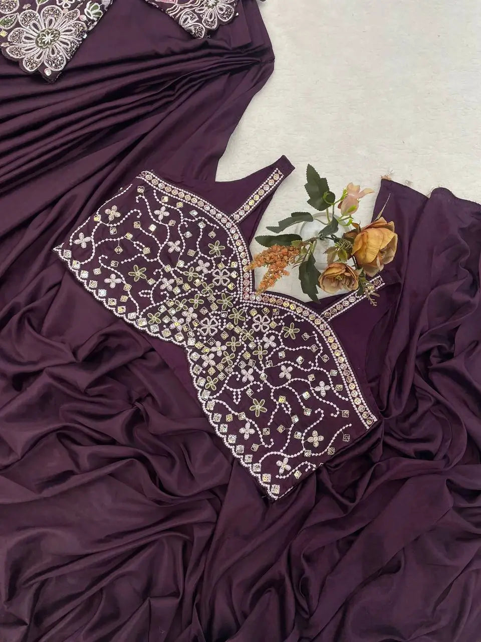 Designer Ready to Wear Saree with Embroidered Koti for Wedding and Party Wear