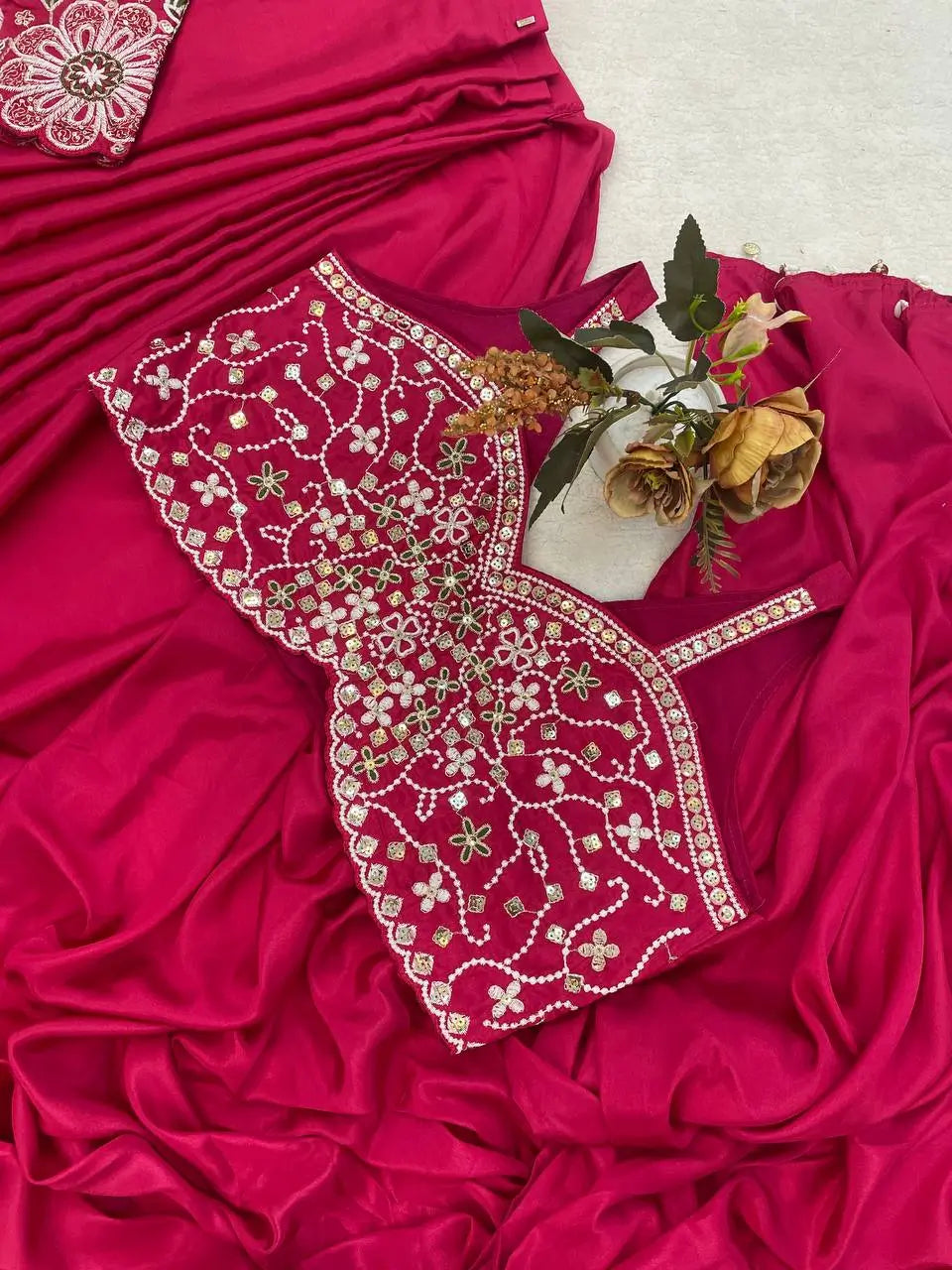 Designer Ready to Wear Saree with Embroidered Koti for Wedding and Party Wear