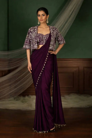 Designer Ready to Wear Saree with Embroidered Koti for Wedding and Party Wear