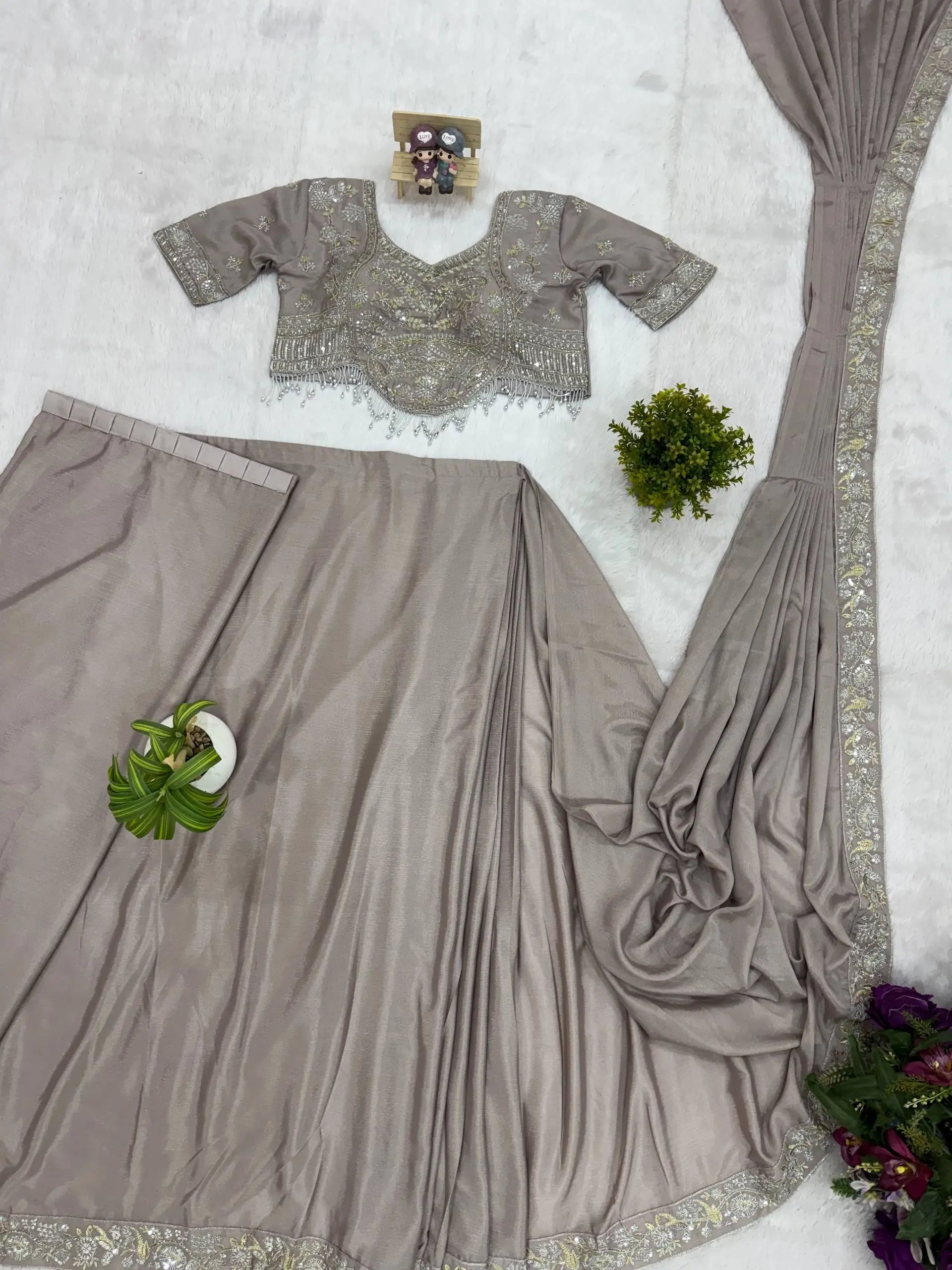 Designer Ready to Wear Semi Beads Saree for Festive and Party Wear