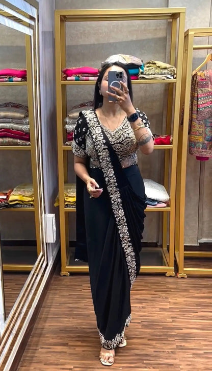 Designer Ready to Wear Semi Beads Saree for Festive and Party Wear