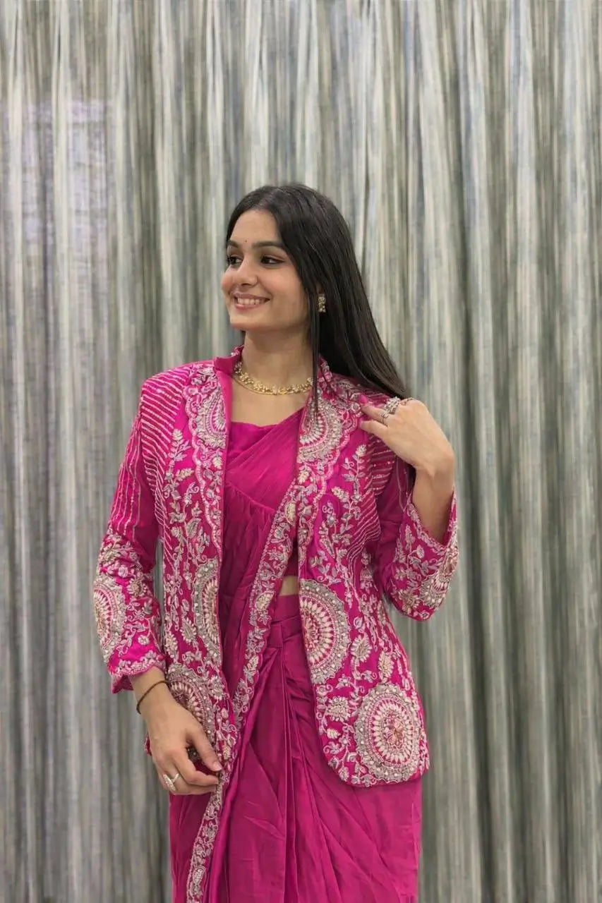 Designer Ready to Wear saree with Koti for Wedding and party Wear