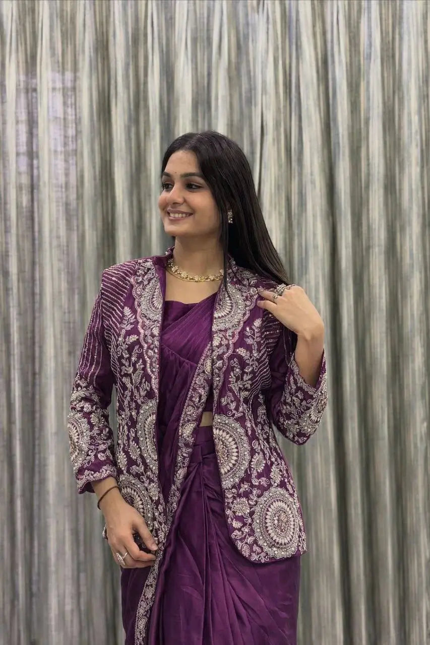 Designer Ready to Wear saree with Koti for Wedding and party Wear