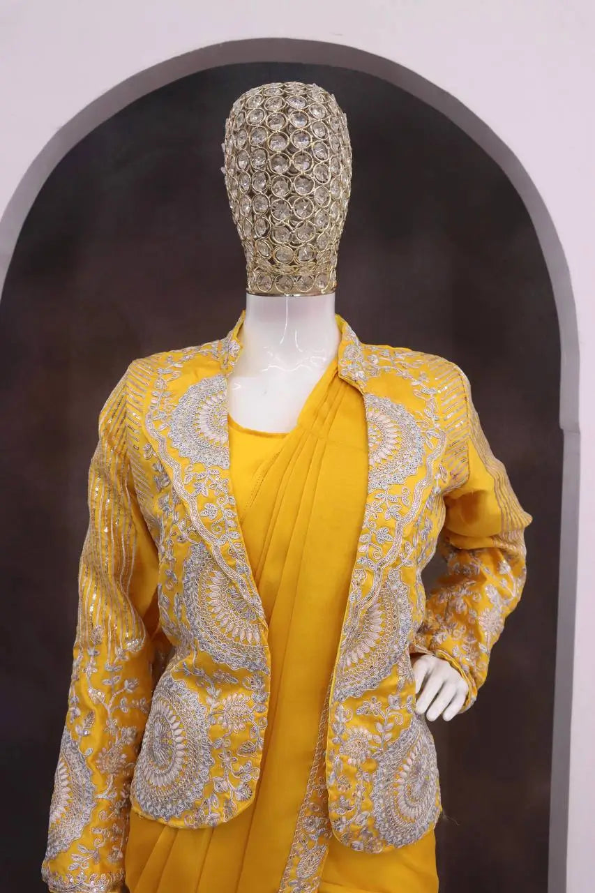 Designer Ready to Wear saree with Koti for Wedding and party Wear
