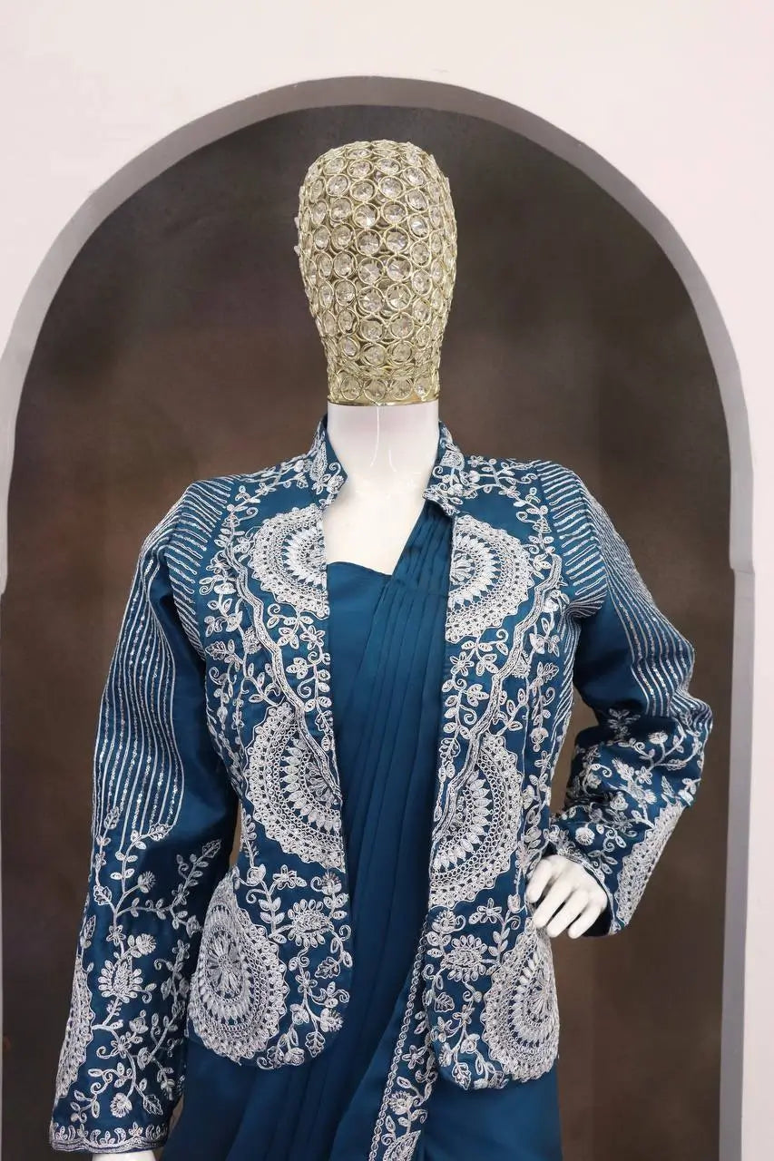 Designer Ready to Wear saree with Koti for Wedding and party Wear