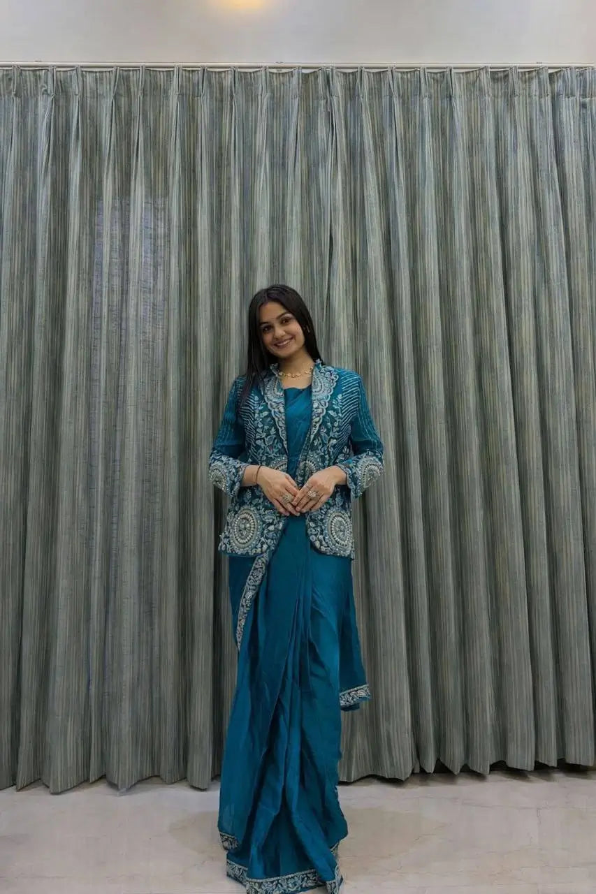 Designer Ready to Wear saree with Koti for Wedding and party Wear