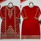Designer Red Chinon Silk Embroidered Sharara Set with Dupatta | Wedding & Festive Wear