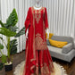 Designer Red Chinon Silk Embroidered Sharara Set with Dupatta | Wedding & Festive Wear