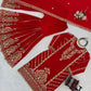 Designer Red Chinon Silk Embroidered Sharara Set with Dupatta | Wedding & Festive Wear