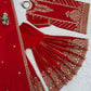 Designer Red Chinon Silk Embroidered Sharara Set with Dupatta | Wedding & Festive Wear