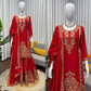 Designer Red Chinon Silk Embroidered Sharara Set with Dupatta | Wedding & Festive Wear