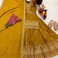 Designer Red Chinon Silk Lehenga Set with Heavy Embroidery & Sequins Work | Fully Stitched with Dupatta