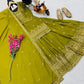 Designer Red Chinon Silk Lehenga Set with Heavy Embroidery & Sequins Work | Fully Stitched with Dupatta