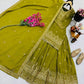Designer Red Chinon Silk Lehenga Set with Heavy Embroidery & Sequins Work | Fully Stitched with Dupatta