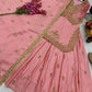 Designer Red Chinon Silk Lehenga Set with Heavy Embroidery & Sequins Work | Fully Stitched with Dupatta