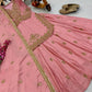 Designer Red Chinon Silk Lehenga Set with Heavy Embroidery & Sequins Work | Fully Stitched with Dupatta