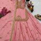 Designer Red Chinon Silk Lehenga Set with Heavy Embroidery & Sequins Work | Fully Stitched with Dupatta