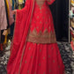 Designer Red Chinon Silk Lehenga Set with Heavy Embroidery & Sequins Work | Fully Stitched with Dupatta