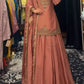 Designer Red Chinon Silk Lehenga Set with Heavy Embroidery & Sequins Work | Fully Stitched with Dupatta