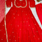 Designer Red Heavy Faux Georgette Gown Set with 5mm Sequence Embroidery & Dupatta