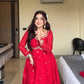 Designer Red Heavy Faux Georgette Gown Set with 5mm Sequence Embroidery & Dupatta