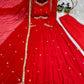 Designer Red Heavy Faux Georgette Gown Set with 5mm Sequence Embroidery & Dupatta