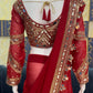 Designer Red Ready-to-Wear Mirror Work Saree with Unstitched Blouse