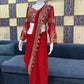 Designer Red Ready-to-Wear Mirror Work Saree with Unstitched Blouse