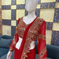 Designer Red Ready-to-Wear Mirror Work Saree with Unstitched Blouse