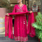 Designer Roman Silk Embroidered Gown Set with Dupatta – Ready to Wear