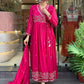 Designer Roman Silk Embroidered Gown Set with Dupatta – Ready to Wear