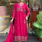 Designer Roman Silk Embroidered Gown Set with Dupatta – Ready to Wear