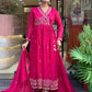 Designer Roman Silk Embroidered Gown Set with Dupatta – Ready to Wear