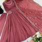 Designer Roman Silk Gown Set with Banarasi Dupatta