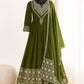 Designer Roman Silk Gown Set with Embroidery and Dupatta