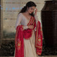 Designer Roman Silk Gown Set with Maslin Dupatta