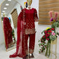 Designer Roman Silk Palazzo Suit with Embroidered Dupatta | Fully Stitched