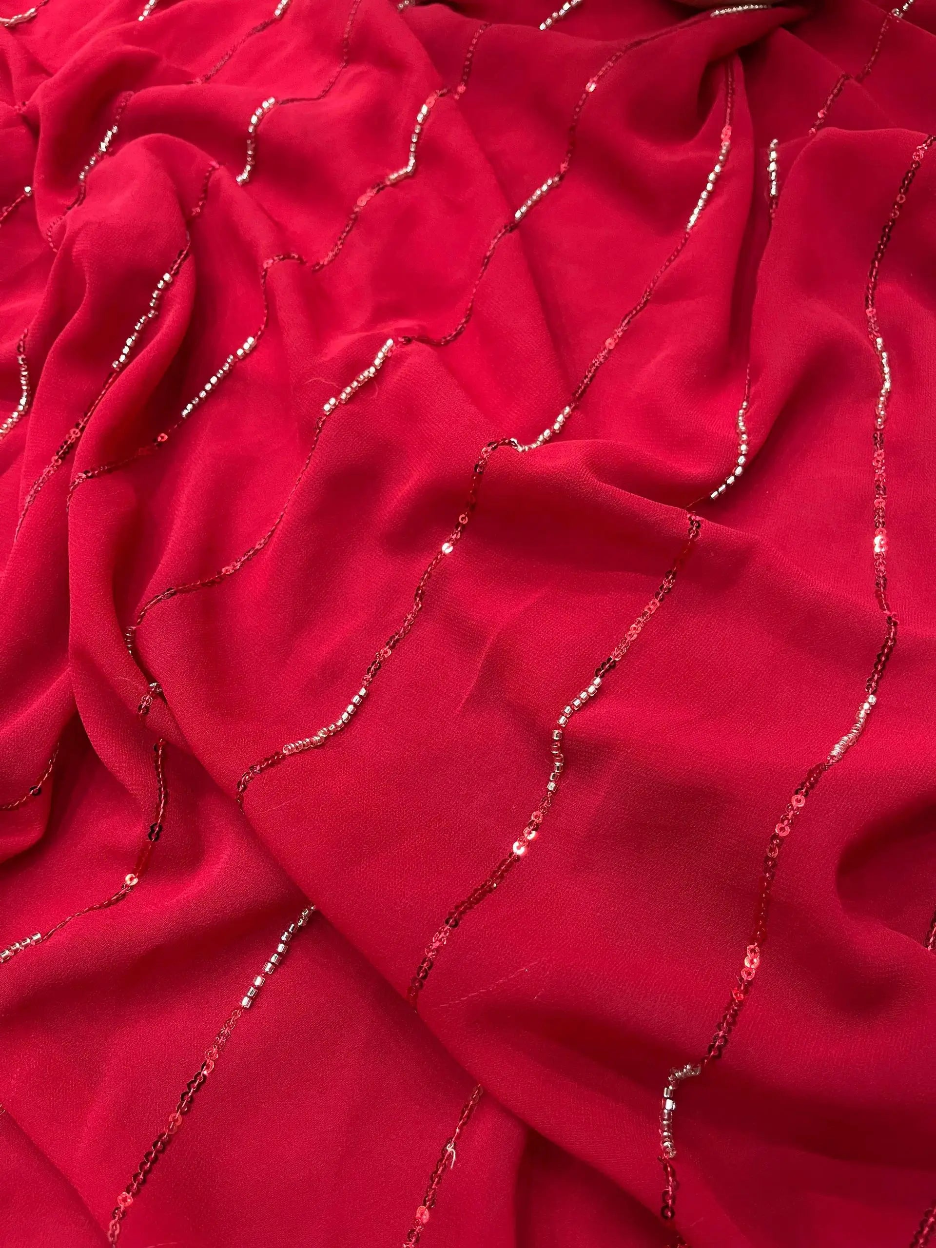 Designer Ruffle Faux Georgette Saree for Party and Wedding Wear