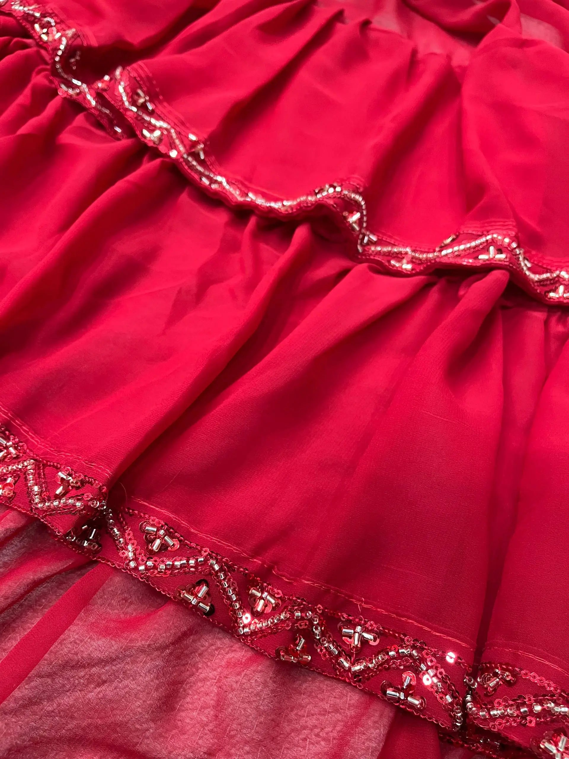 Designer Ruffle Faux Georgette Saree for Party and Wedding Wear