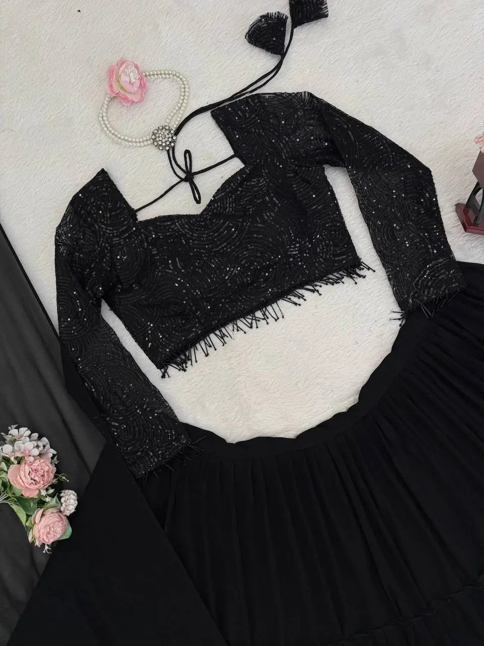 Designer Ruffle Style Georgette Lehenga Set for Wedding and Party Wear