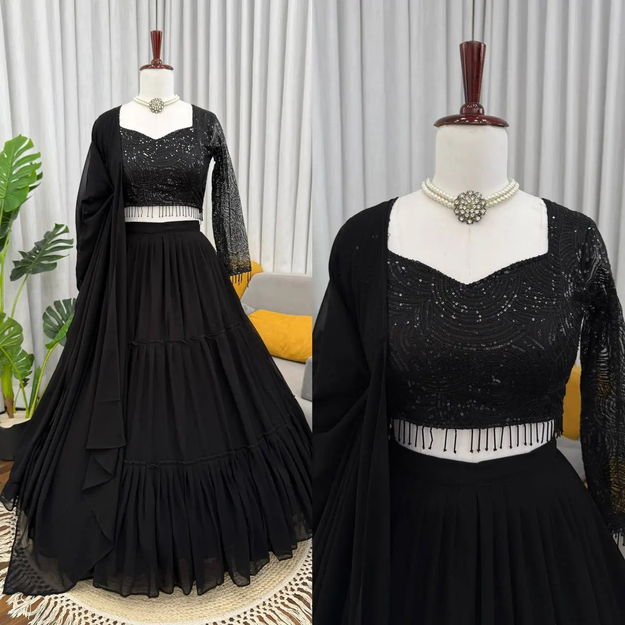 Designer Ruffle Style Georgette Lehenga Set for Wedding and Party Wear