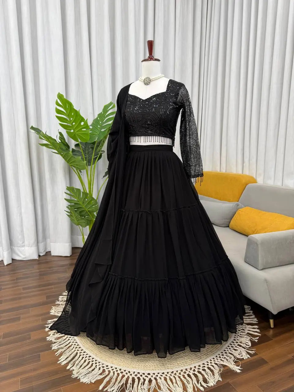 Designer Ruffle Style Georgette Lehenga Set for Wedding and Party Wear